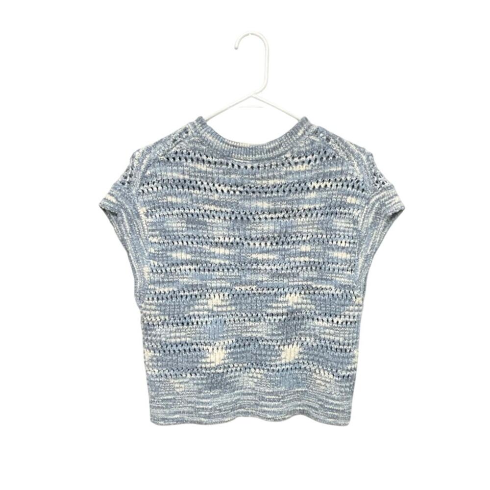 NWT Loft Striped Open Knit Sweater Vest Blue/Cream Preppy Womens Size Small - Picture 2 of 8